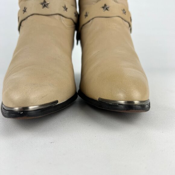 Laredo Womens Cream Leather Western Cowboy Boots Star Studded Strap size 10M - Picture 6 of 16